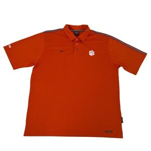 Clemson Tigers Shirt Men's Large Orange Nike Sphere Dry Polo Shirt NCAA